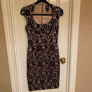 JAX rose lace pencil dress